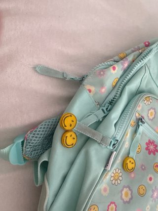Mochila Escolar SmileyWorld Flores Verde Agua