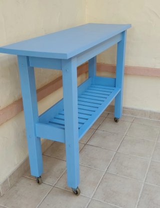 Mueble auxiliar madera con ruedas