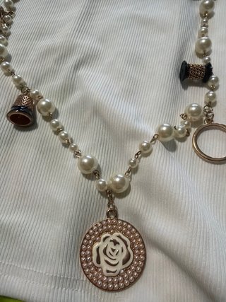 Collana perline charms macchina cucito forbici