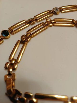 Pulsera y Gargantilla dorada con Piedras Azules