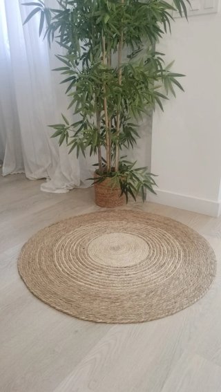 Alfombra Redonda Fibra Natural Estilo Boho-Nórdico