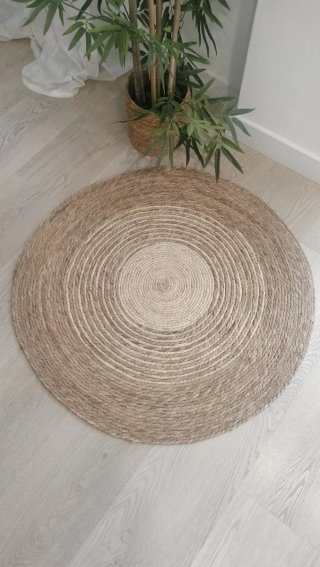 Alfombra Redonda Fibra Natural Estilo Boho-Nórdico