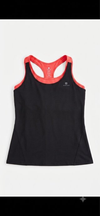 Camiseta deportiva Domyos Talla S Negra y Rosa