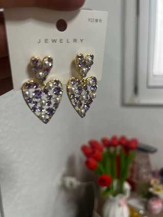 Pendientes Corazón Morado y Dorado