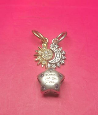 Lote 3 Charms Pandora Originales Sol, Luna y Estre
