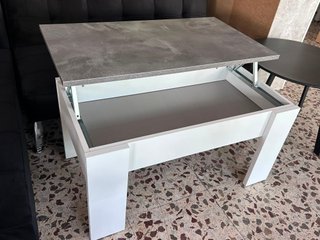 OFERTA!! MESA DE CENTRO ELEVABLE GRIS Y BLANCA