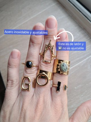 Conjunto 6 anillos dorados