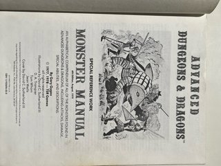 Advanced D&D Monster Manual TSR Gary Gygax