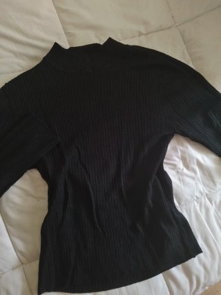 Top brillante malla negro talla única