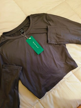 Top brillante malla negro talla única