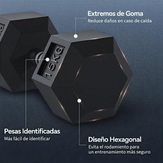 2 Mancuernas Hexagonales 15 kg