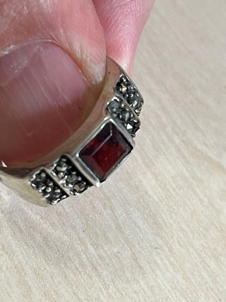 Anillo Plata Vintage Piedra Roja Marcasi