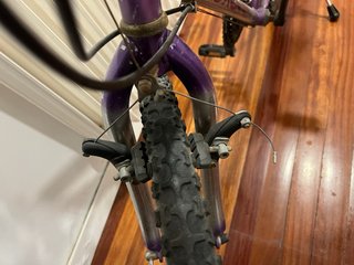 Bicicleta de morada y plateada
