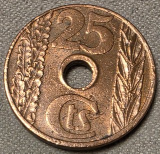 Moneda 25 céntimos España 1938 Cobre