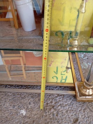 Mesa vintage cristal y metal dorado