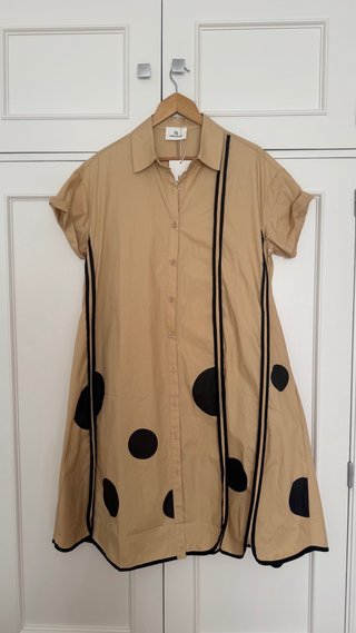 Vestido Fenti&Line Beige con Lunares Negros
