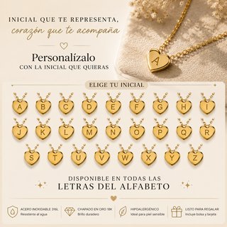 Collar Corazón con Inicial Dorada