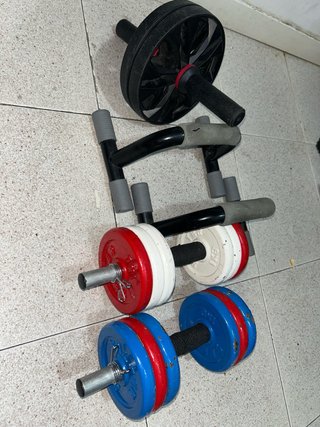 Accesorios Gimnasio Mancuernas y Rueda Abdominal