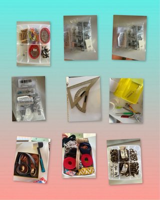 Lote de Telas, accesorios y máquina de coser