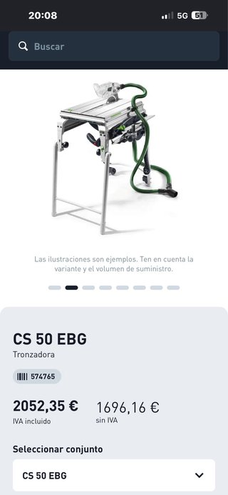 Mesa Festool CS 50 con tubo aspiración