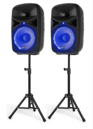 Altavoces Vonyx con Luces LED Azules y Trípodes