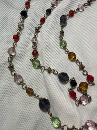 Collana perline color oro e multicolor