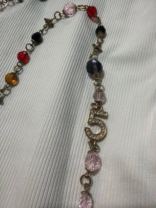 Collana perline color oro e multicolor