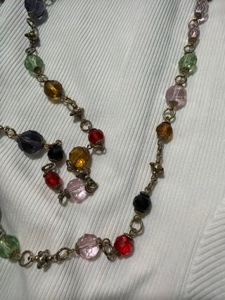 Collana perline color oro e multicolor