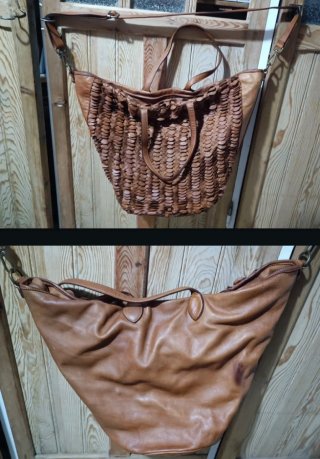 Bolso grande de cuero auténtico en escamas