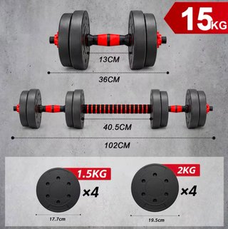 Set Mancuernas 10/15/20 kg + Barra