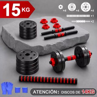 Set Mancuernas 10/15/20 kg + Barra