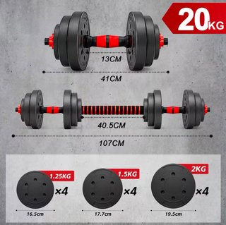 Set Mancuernas 10/15/20 kg + Barra