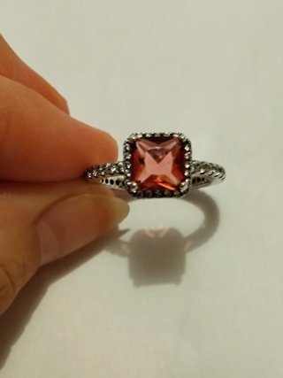 Anillo Plata con Piedra Rosa talla 54