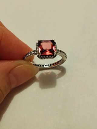 Anillo Plata con Piedra Rosa talla 54
