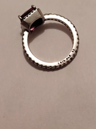 Anillo Plata con Piedra Rosa talla 54