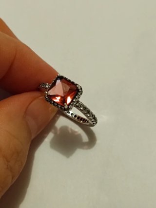 Anillo Plata con Piedra Rosa talla 54