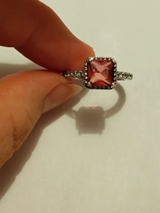 Anillo Plata con Piedra Rosa talla 54