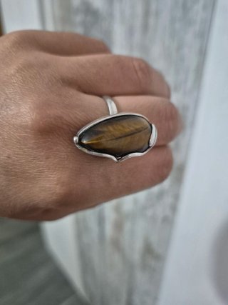Anillo Plata Talla 16 Ojo de Tigre