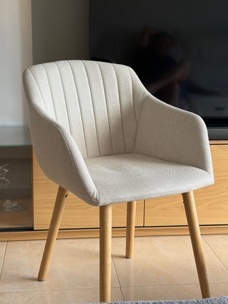 Silla comedor tela beige y madera