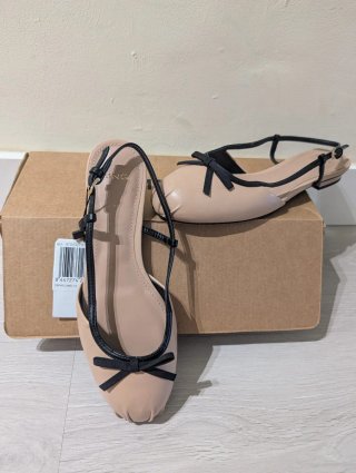 Bailarinas Mango Beige y Negro Nuevas Talla 37