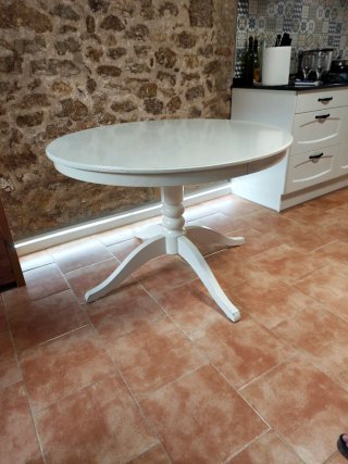 Mesa redonda extensible blanca Ikea