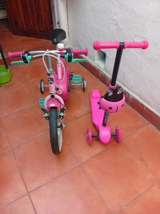 Bici niña rosa y patinete regalo