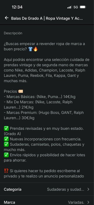 Lote Reservado Ropa Grado A 1kg