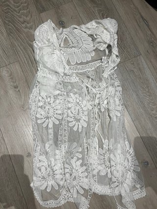 Vestido playa encaje blanco talla única