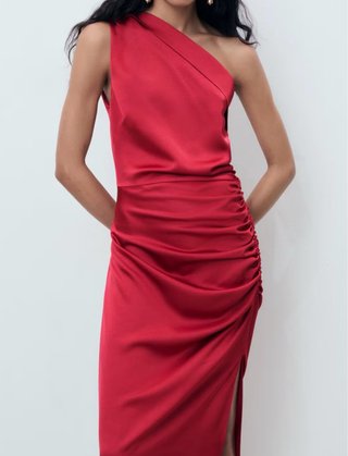 Vestido Zara Rojo Satén Talla S nuevo con etiqueta