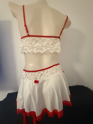 Clonjunto Lencero Sexy Blanco y Rojo