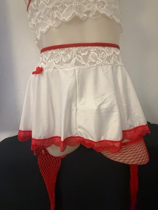 Clonjunto Lencero Sexy Blanco y Rojo