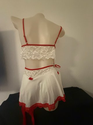 Clonjunto Lencero Sexy Blanco y Rojo