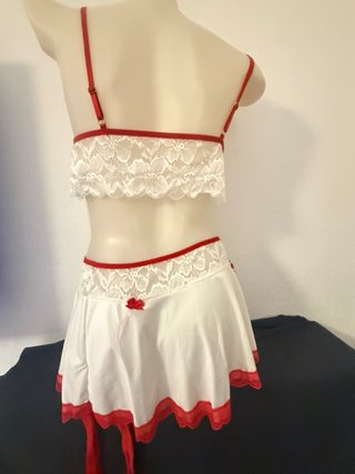 Clonjunto Lencero Sexy Blanco y Rojo