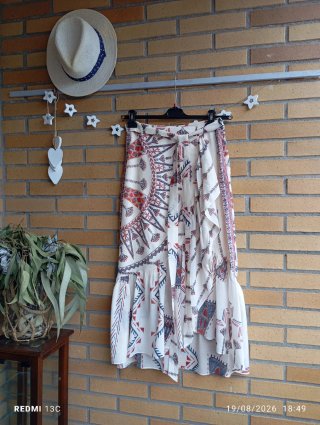 Falda larga Rene Derhy estampado étnico